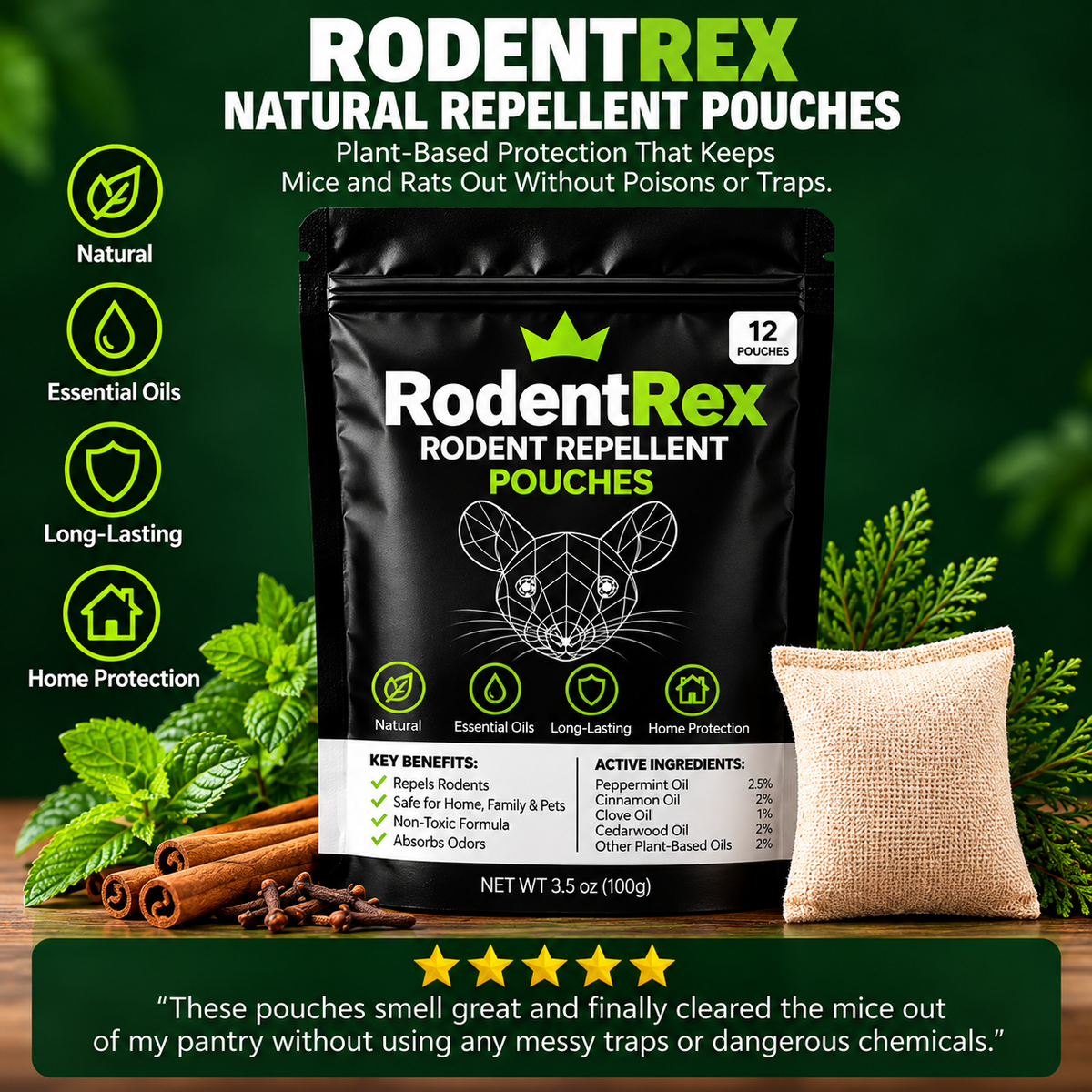 RodentRex Natural Repellent Pouches