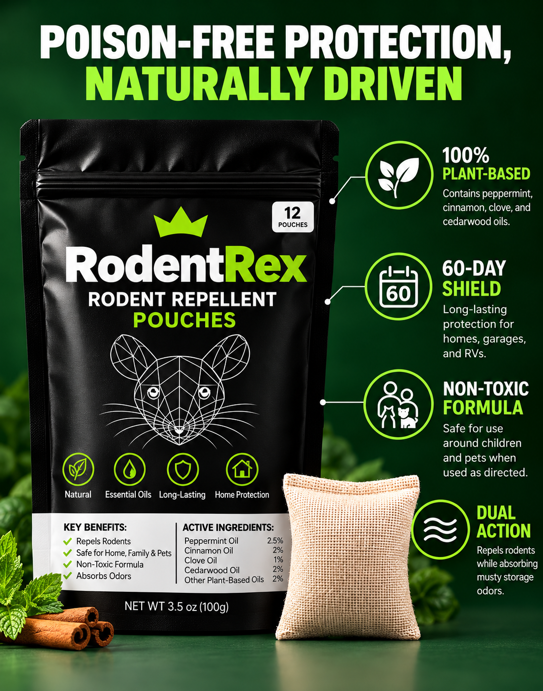 RodentRex Natural Repellent Pouches